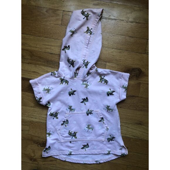 Joe Fresh 2T Pink Carousel Animals Short Sleeve Sweatshirt - Picture 1 of 4